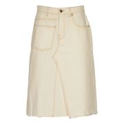 Tory Burch Deconstructed Denim Kjol Beige, Dam