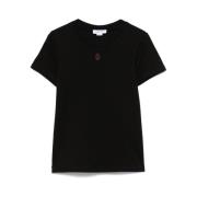 Alexander McQueen Svart T-shirt med skallebroderi Black, Dam