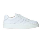 Chloé Perforerat Logotyp Läder Sneakers White, Dam