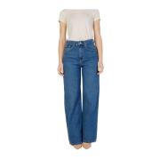 Only Blå Baggy Bomulls Jeans Blue, Dam