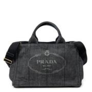 Prada Vintage Pre-owned Canvas prada-vskor Gray, Dam