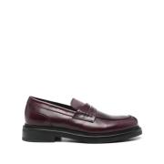 Canali Röda Släta Loafers med Fyrkantig Klack Brown, Herr