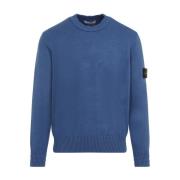 Stone Island Mörkblå Bomull Rundhals Tröja Blue, Herr