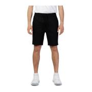 ONLY & SONS Svarta Casual Bomull Linne Shorts Black, Herr