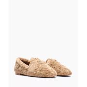 Casadei Faux Fur Loafers Beige, Dam