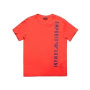 Emporio Armani Röd Bomull Herr T-shirt Vår/Sommar Kollektion Red, Herr