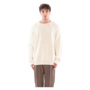 Seven Gauge Räfflad Merinos Crewneck Sweater White, Herr