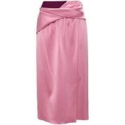 JW Anderson Rosa Satin Draperad Kjol Pink, Dam