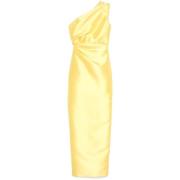 Solace London Gul One-Shoulder Maxi Klänning Yellow, Dam