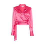 Mazzarelli Silkeblandad Wrap Skjorta Pink, Dam