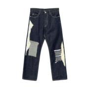 Marni Indigo Blå Denim Patchwork Jeans Blue, Herr