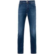 Jacob Cohën Blå Broderad Slim Fit Denim Jeans Blue, Herr