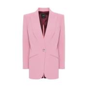 Pinko Crepe Texture Jacka med Peak Revers Pink, Dam