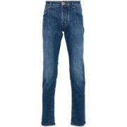 Jacob Cohën Blå Denim Klassiska Straight Leg Jeans Blue, Herr