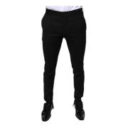 Dolce & Gabbana Svarta Ullblandade Skinny Klänningbyxor Black, Herr