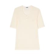 Magliano Gul Ribbad U-Hals T-Shirt Beige, Herr