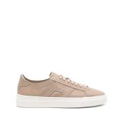 Santoni Beige Läder Panel Sneaker Beige, Herr