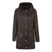 Barbour Vaxad Bomull Oliv Jacka med Sammet Green, Dam