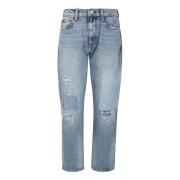 Ralph Lauren Five-Pocket Tvättade Denim Jeans Blue, Dam