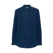 Mazzarelli Denim Sprid Krage Knapp Skjorta Blue, Herr