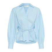 InWear Feminin Skjortblus med Puffärmar Blue, Dam