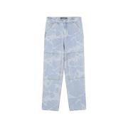 Iuter Marmor Jacquard Knä Jeans Blue, Dam