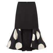 Nina Ricci Midi-Kjol MED Dubbel Black, Dam