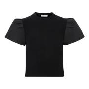 Nina Ricci T-Shirt MED Peplum Kort Black, Dam