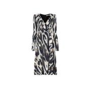 Roberto Cavalli Jaguar-Print Wrap Midi Klänning Gray, Dam