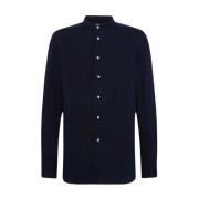 Kiton Marinblå Mandarin Krage Bomulls Skjorta Blue, Herr