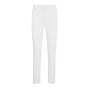 Kiton Högmidjade Slim-Fit Bomullbyxor White, Dam