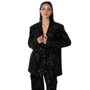 Refined Department Velvet Sequin Blazer Yuma Model Black, Dam