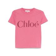 Chloé Blush Pink Logo Print T-shirt Pink, Dam