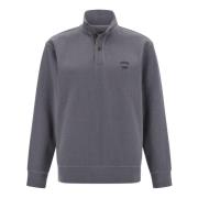 Boggi Milano Bomullsblandning Mock Polo Hals Sweatshirt Gray, Herr