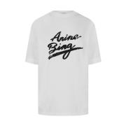 Anine Bing Retro Grafisk Bomull T-shirt White, Dam