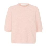 Gestuz Mjuk Stickad T-shirt i Rose Grey Pink, Dam