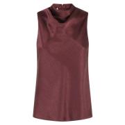 Vince Satin Bias Cut Cowl Neck Top Purple, Dam