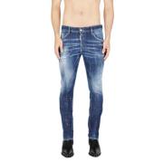 Dsquared2 Skater Stretch Denim Jeans med Splash Detalj Blue, Herr