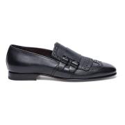 Santoni Herr läder dubbel-spänne loafer Black, Herr