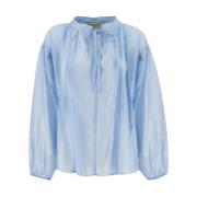 Ermanno Scervino Genomskinlig Ballongärm Blus Blue, Dam