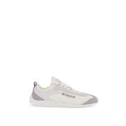 PINKO Vita Stickade Sneakers med Grå Detaljer White, Dam