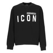 Dsquared2 Svart Bomullströja med Logotyp Black, Herr