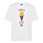 Fendi Stilren vit T-shirt med tryckt motiv White, Herr