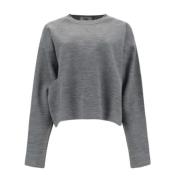 Fendi Monokrom Ull Crop Jumper Gray, Dam