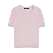 Max Mara Weekend Silkeblandad T-shirt med ribbstickad kant Pink, Dam