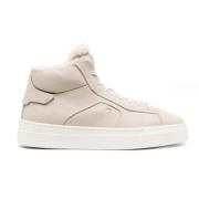 Santoni Beige High-Top Sheepskin Sneakers Beige, Dam