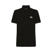 Dolce & Gabbana Svart Bomull Polo T-shirt med Logo Plaque Black, Herr