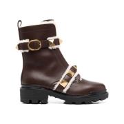 Valentino Guldton Rockstud Ankelstövlar Brown, Dam