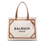 Balmain Naturell Brun Shopper Väska Beige, Dam