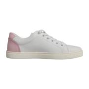 Dolce & Gabbana Vit Rosa Läder Låg Topp Sneakers White, Dam